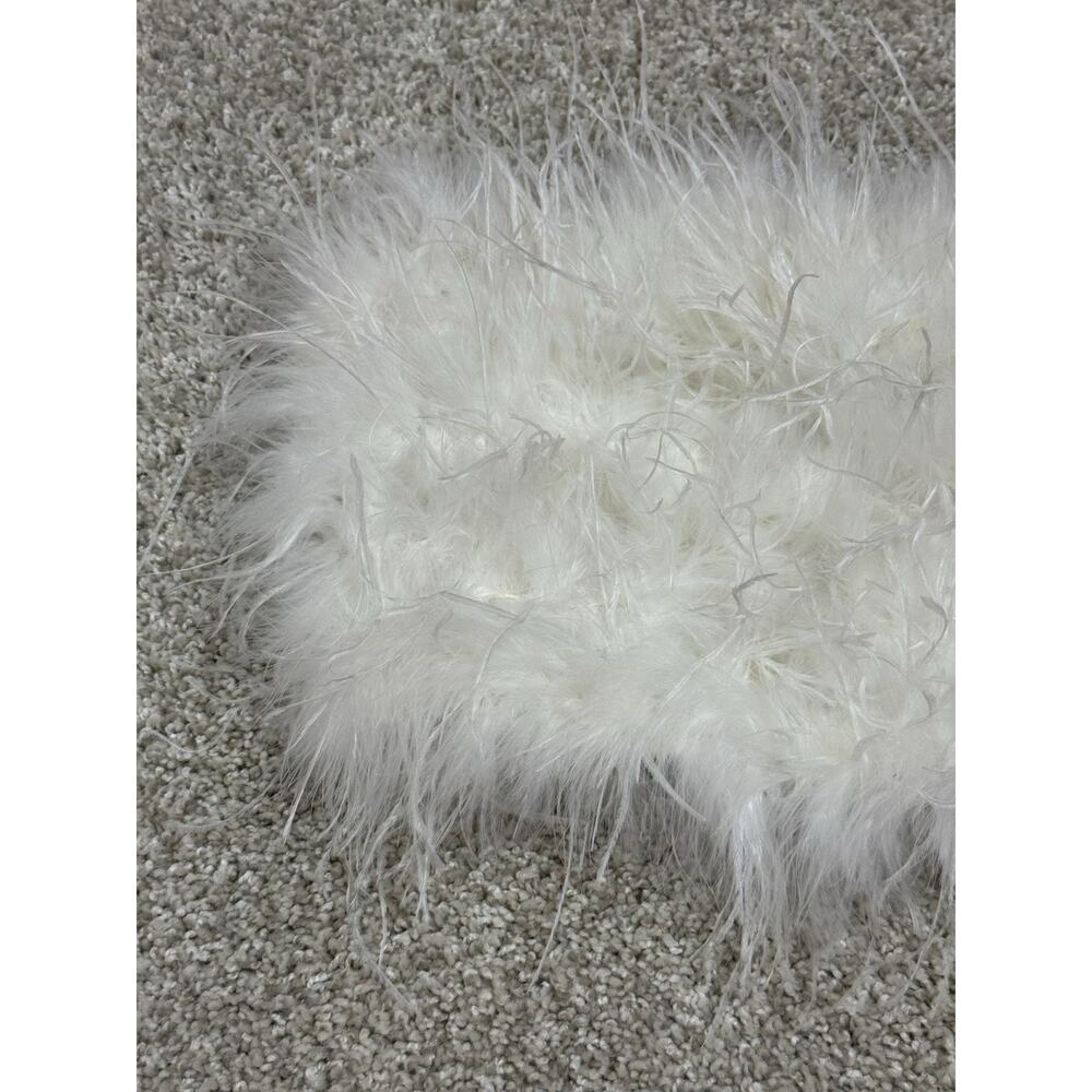 12th Tribe Chanel White Faux Feather Strapless Bandeau Crop Top Size Small - Picture 3 of 9